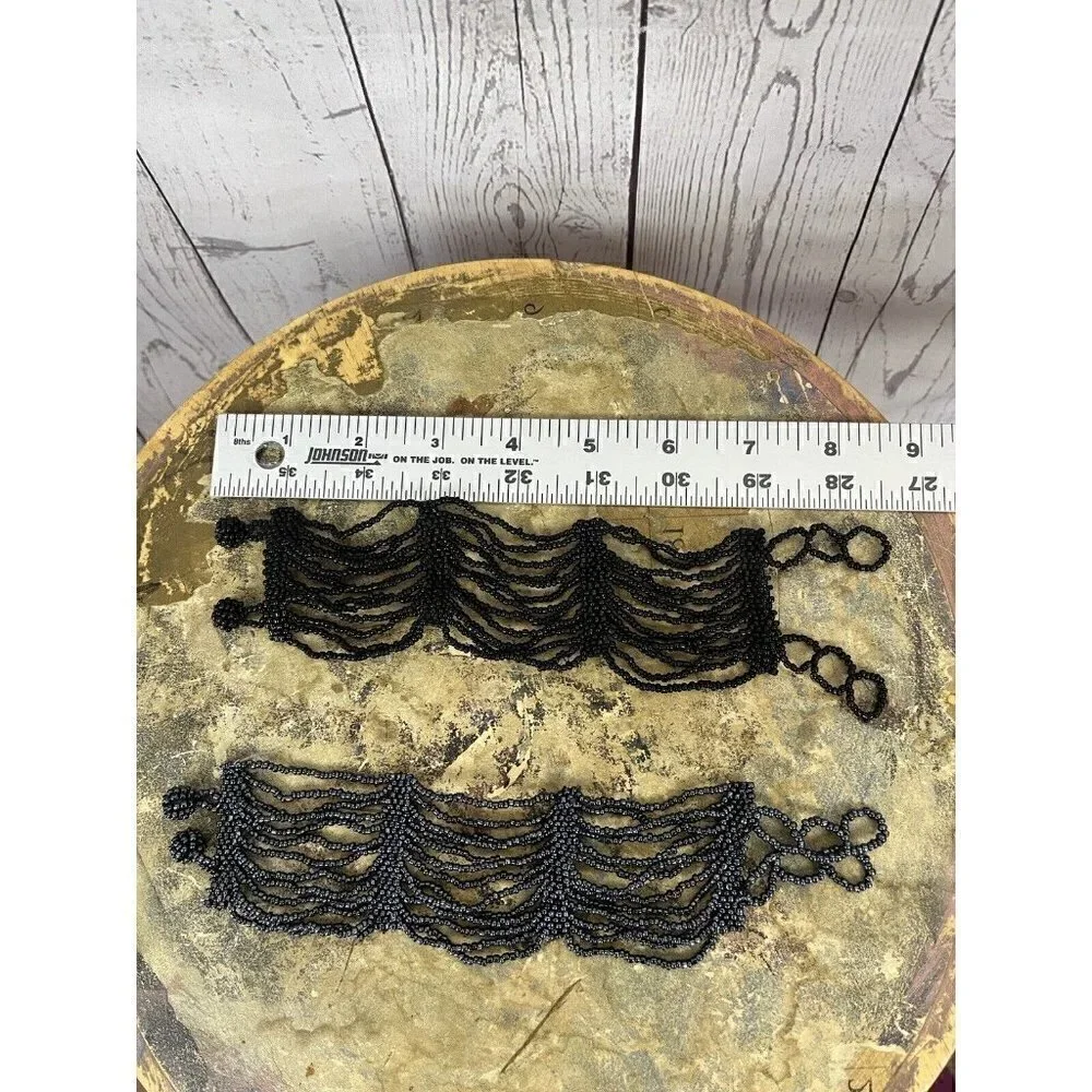 Bracelets Beaded Black & Gunmetal Gray magnet wrap Boho office work formal party